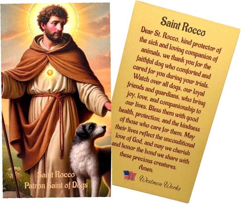 Westmon Works St Rocco Medal Set Patron Saint of Dogs Italian Metal Pendant on a Stainless-Steel Chain with Holy Card in Saudi Arabia