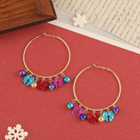 Madison Tyler Christmas Earrings for Women | Xmas Earrings for Women Dangling | Cute Holiday Santa Bow Angel Light Bulb Reindeer Cat Dog Drop Earrings Jewelry Hypoallergenic in Saudi Arabia