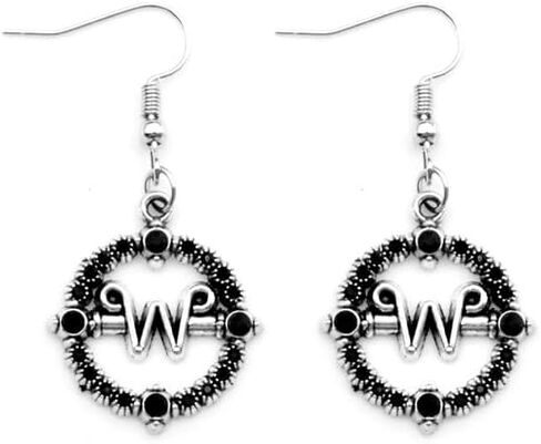 Earrings for Addams Cosplay - Initial W Earrings Costume Jewelry Accessories Merch - Halloween Party Gift Stuff (B) in Kuwait