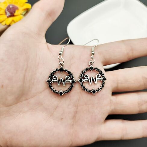 Earrings for Addams Cosplay - Initial W Earrings Costume Jewelry Accessories Merch - Halloween Party Gift Stuff (B) in Kuwait
