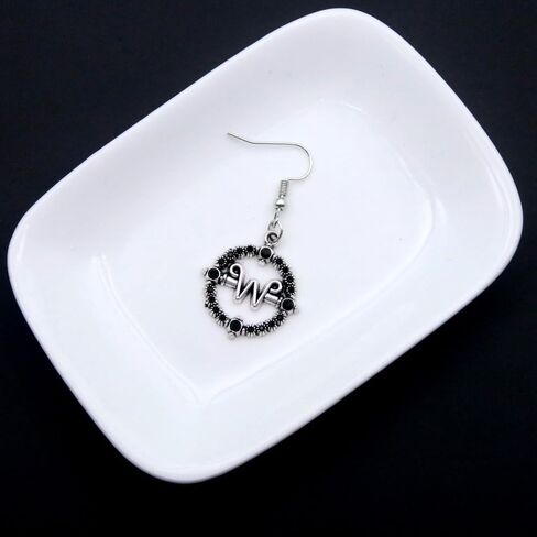 Earrings for Addams Cosplay - Initial W Earrings Costume Jewelry Accessories Merch - Halloween Party Gift Stuff (B) in Kuwait