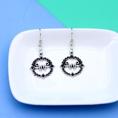 Earrings for Addams Cosplay - Initial W Earrings Costume Jewelry Accessories Merch - Halloween Party Gift Stuff (B) in Kuwait