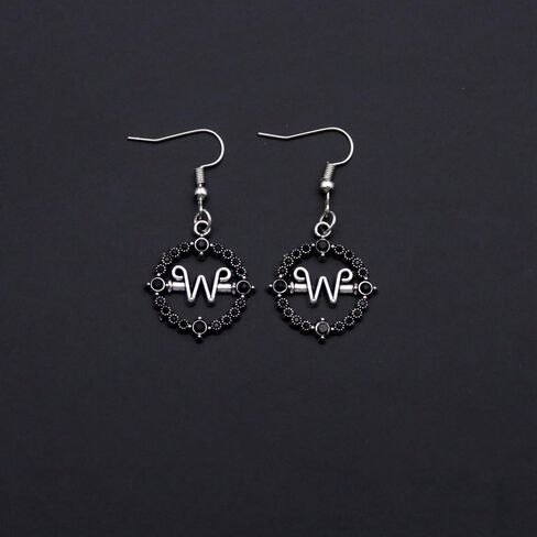 Earrings for Addams Cosplay - Initial W Earrings Costume Jewelry Accessories Merch - Halloween Party Gift Stuff (B) in Kuwait