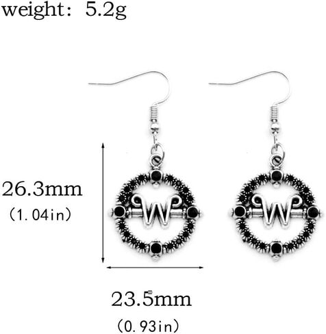 Earrings for Addams Cosplay - Initial W Earrings Costume Jewelry Accessories Merch - Halloween Party Gift Stuff (B) in Kuwait