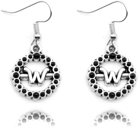 Earrings for Addams Cosplay - Initial W Earrings Costume Jewelry Accessories Merch - Halloween Party Gift Stuff (B) in Kuwait