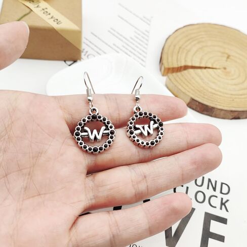 Earrings for Addams Cosplay - Initial W Earrings Costume Jewelry Accessories Merch - Halloween Party Gift Stuff (B) in Kuwait