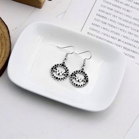 Earrings for Addams Cosplay - Initial W Earrings Costume Jewelry Accessories Merch - Halloween Party Gift Stuff (B) in Kuwait