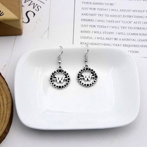 Earrings for Addams Cosplay - Initial W Earrings Costume Jewelry Accessories Merch - Halloween Party Gift Stuff (B) in Kuwait