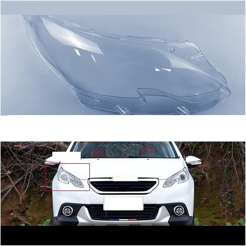 Auto Car Transparent Lampshade Lamp Shell Front Car Glass Lens Case Headlamp Caps Headlight Cover Compatible For Peugeot 2008 2014-2018(Ordinary Right) in Saudi Arabia