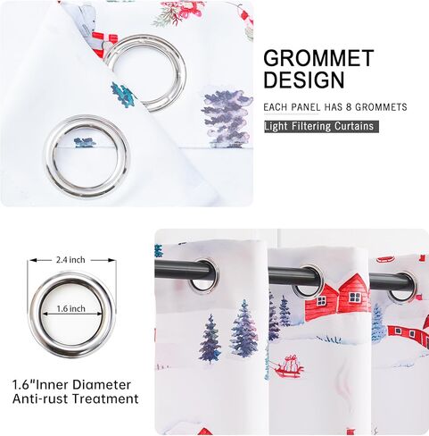 Christmas Curtains for Living Room 2 Panels Set 84 Inch Length,Snowman,Christmas Tree,Gift,Red House,Girl Watercolor Painting Curtain for Bedroom Country Farmhouse Xmas Holiday Decor in Saudi Arabia