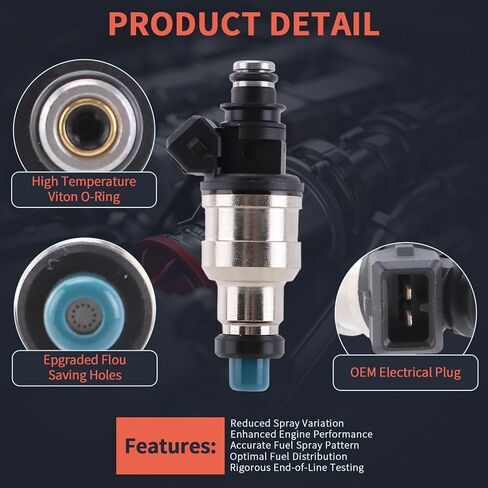 Fuel Injectors 750cc Fits for 1990-1996 Integra, 1993-1996 Civic del Sol, 1988-1996 Civic, 1992-1996 Prelude, 1988-1991 CRX Replace Part OEM#GSR R-type H22A H23, 4pcs in Saudi Arabia
