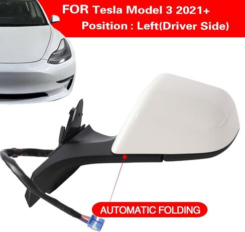 Marretoo side mirror replacement for Tesla Model 3 2017 2018 2019 2020 2021 2022 2023 Assembly Passenger Side for Tesla Model 3 Accessories 51167177128 WHITE (LH) 13 Pin in Saudi Arabia