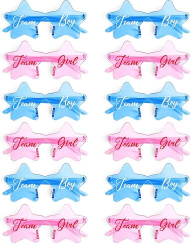 Pibupibu 12 Pcs Gender Reveal Glasses Blue Pink Sunglasses Bulk Team Girl or Boy for Gender Reveal Decor Glasses Party Favors in Saudi Arabia