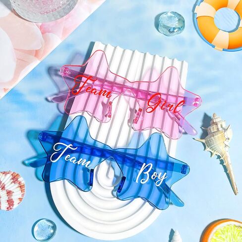 Pibupibu 12 Pcs Gender Reveal Glasses Blue Pink Sunglasses Bulk Team Girl or Boy for Gender Reveal Decor Glasses Party Favors in Saudi Arabia