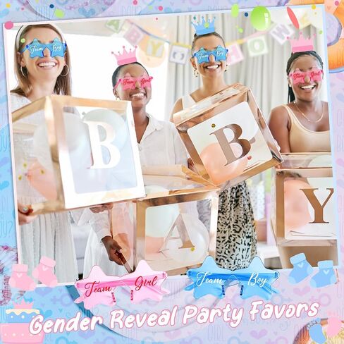 Pibupibu 12 Pcs Gender Reveal Glasses Blue Pink Sunglasses Bulk Team Girl or Boy for Gender Reveal Decor Glasses Party Favors in Saudi Arabia
