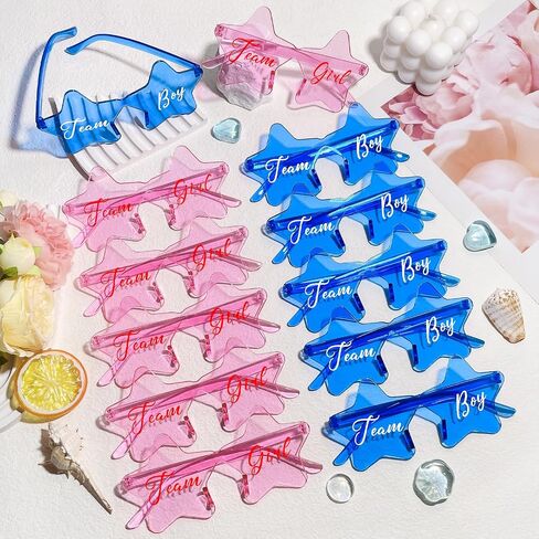 Pibupibu 12 Pcs Gender Reveal Glasses Blue Pink Sunglasses Bulk Team Girl or Boy for Gender Reveal Decor Glasses Party Favors in Saudi Arabia