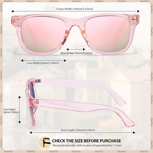 HASFOX® Polarized Sunglasses for Womens | UV Protection & Driving Anti Glare | Mirrored Trendy Square Shades with Case in Kuwait