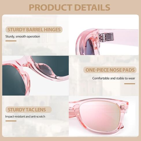 HASFOX® Polarized Sunglasses for Womens | UV Protection & Driving Anti Glare | Mirrored Trendy Square Shades with Case in Kuwait