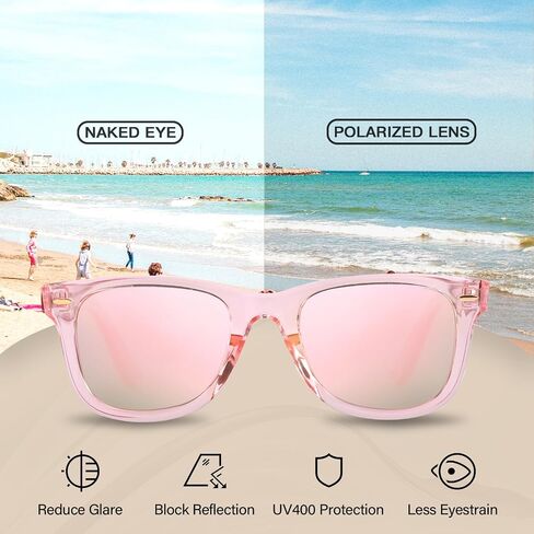 HASFOX® Polarized Sunglasses for Womens | UV Protection & Driving Anti Glare | Mirrored Trendy Square Shades with Case in Kuwait