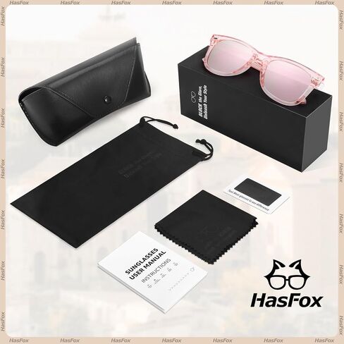 HASFOX® Polarized Sunglasses for Womens | UV Protection & Driving Anti Glare | Mirrored Trendy Square Shades with Case in Kuwait