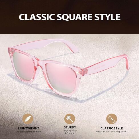 HASFOX® Polarized Sunglasses for Womens | UV Protection & Driving Anti Glare | Mirrored Trendy Square Shades with Case in Kuwait