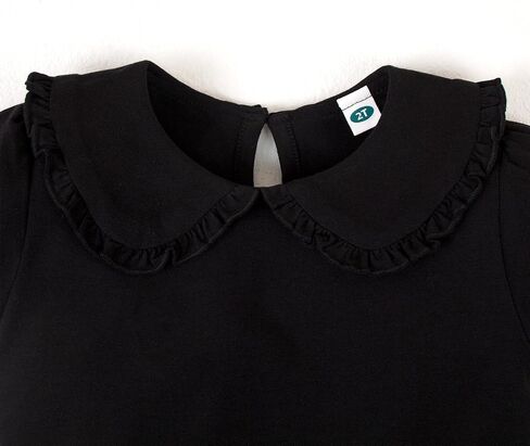 Lysmuch 18M-5T Toddler Girls Frusts Short Sleeve Dresses Peter Pan Collared Dress Solid Solid Puff Playwer in Kuwait