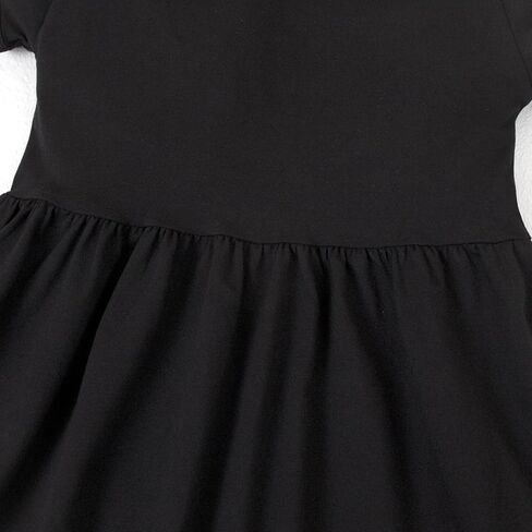 Lysmuch 18M-5T Toddler Girls Frusts Short Sleeve Dresses Peter Pan Collared Dress Solid Solid Puff Playwer in Kuwait