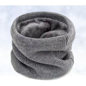 Scarf Winter Double-Layer Neck Warmer Knit Fleece Lined Circle Loop Scarves Gifts For Women Men in Kuwait