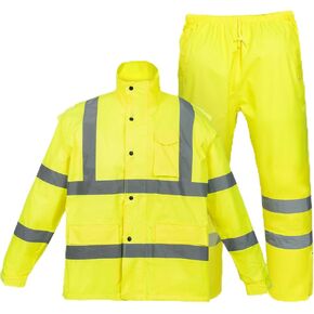 PAFESTER Fall and winter models windproof men's raincoat lightweight high visibility reflective rain safety jacket with pants in Saudi Arabia