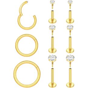 Aumeo 16G/18G أقراط مسطحة الظهر 316L الجراحية الصلب الأنف ترصيع الأطواق خواتم الخيط الداخلي تشيكوسلوفاكيا مسمار Labret للغضروف اللولب ميدوسا الزنمة ثقب المجوهرات in Kuwait