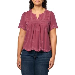 Lucky Brand Women's Vertical Trimmed Short Sleeve Top in Saudi Arabia