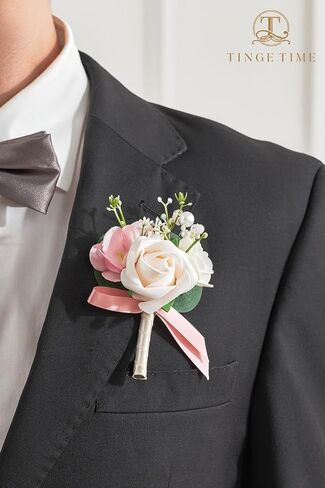 TINGE TIME Boutonniere للرجال والعريس وأفضل رجل بوتونيير لحفلات الزفاف والذكرى السنوية وحفلات العشاء الرسمية وحفلات الزفاف الريفية في الخريف (التيراكوتا) in Kuwait