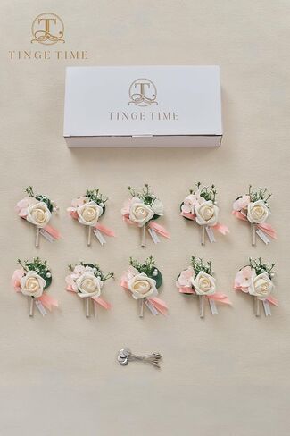 TINGE TIME Boutonniere للرجال والعريس وأفضل رجل بوتونيير لحفلات الزفاف والذكرى السنوية وحفلات العشاء الرسمية وحفلات الزفاف الريفية في الخريف (التيراكوتا) in Kuwait