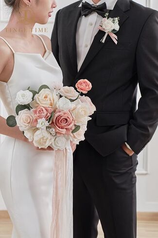 TINGE TIME Boutonniere للرجال والعريس وأفضل رجل بوتونيير لحفلات الزفاف والذكرى السنوية وحفلات العشاء الرسمية وحفلات الزفاف الريفية في الخريف (التيراكوتا) in Kuwait