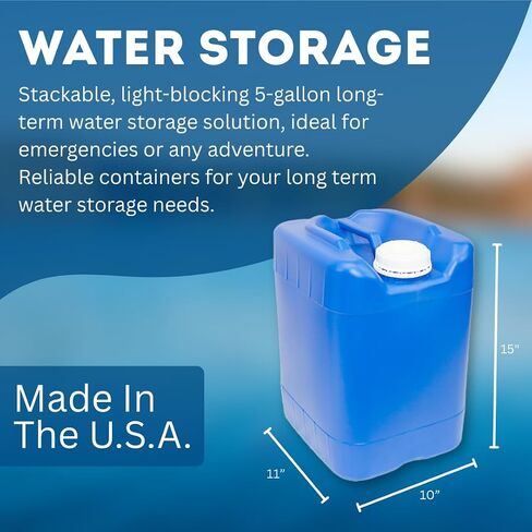 5-Gallon Stackable Water Storage Containers, w/Lids + Spigot, Easy Fill, Survial Supply, Emergency Water Storage for Camping and Disaster Preparedness, RV, Camping, 20 Gallon in Saudi Arabia
