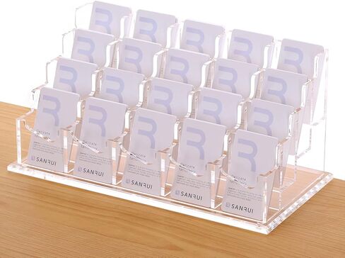 SANRUI Acrylic Business Card Holder for Desk,Vertical Business Card Display Clear Business Card Organizer 2 Tier 8 Slot in Kuwait