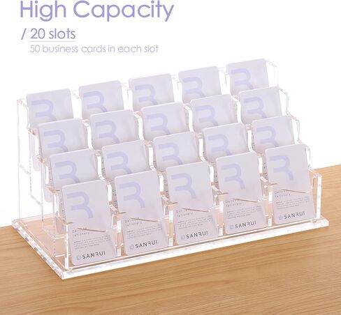 SANRUI Acrylic Business Card Holder for Desk,Vertical Business Card Display Clear Business Card Organizer 2 Tier 8 Slot in Kuwait
