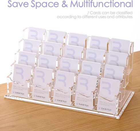 SANRUI Acrylic Business Card Holder for Desk,Vertical Business Card Display Clear Business Card Organizer 2 Tier 8 Slot in Kuwait