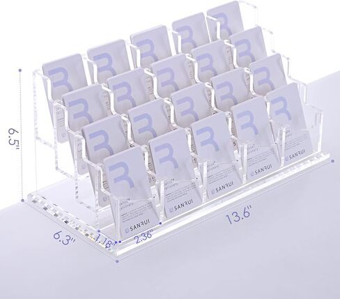 SANRUI Acrylic Business Card Holder for Desk,Vertical Business Card Display Clear Business Card Organizer 2 Tier 8 Slot in Kuwait