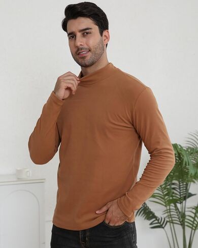 Men's Mock Turtleneck Shirt Long Sleeve Slim Fit Thermal Undershirt Stretch Base Layer in Saudi Arabia