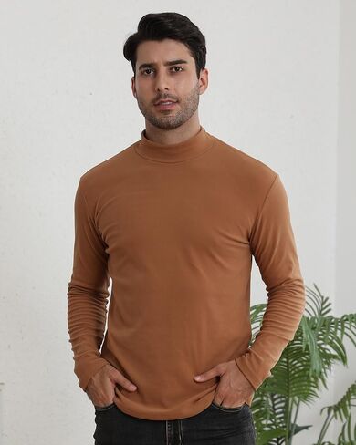 Men's Mock Turtleneck Shirt Long Sleeve Slim Fit Thermal Undershirt Stretch Base Layer in Saudi Arabia