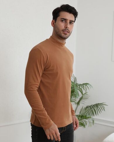 Men's Mock Turtleneck Shirt Long Sleeve Slim Fit Thermal Undershirt Stretch Base Layer in Saudi Arabia