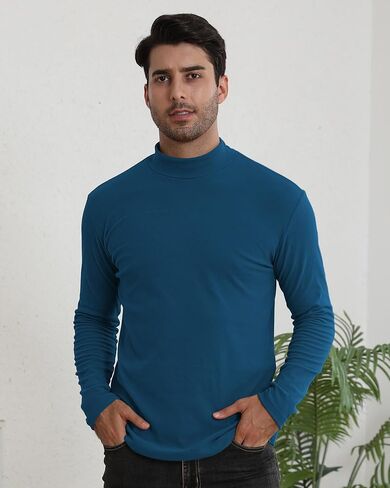 Men's Mock Turtleneck Shirt Long Sleeve Slim Fit Thermal Undershirt Stretch Base Layer in Saudi Arabia