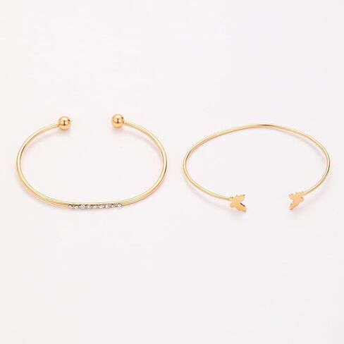 5 PCS Gold Bow Bracelets Set for Women, Elegant Butterfly and Pearl Accented Layered Bracelet Set - Delicate Fashion Jewelry in Saudi Arabia
