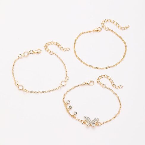 5 PCS Gold Bow Bracelets Set for Women, Elegant Butterfly and Pearl Accented Layered Bracelet Set - Delicate Fashion Jewelry in Saudi Arabia