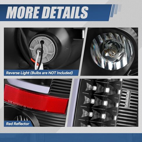 Auto Dynasty LED Tail Light Compatible with 2007-2009 Dodge Ram 1500 2500 3500, Reverse Brake Lamp with Red 3D LED C-Tube Bar, Driver and Passenger Side, Black Housing Clear Lens in Saudi Arabia