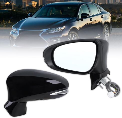 Right Passenger Side Mirror Compatible With 2010 2011 2012 Lexus ES350 With Manual Folding Power Glass Heated Turn Signal Puddle Light Mirror Memory Black Replace#87910-33881-C0(11Pins) in Saudi Arabia
