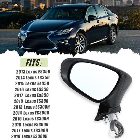 Right Passenger Side Mirror Compatible With 2010 2011 2012 Lexus ES350 With Manual Folding Power Glass Heated Turn Signal Puddle Light Mirror Memory Black Replace#87910-33881-C0(11Pins) in Saudi Arabia