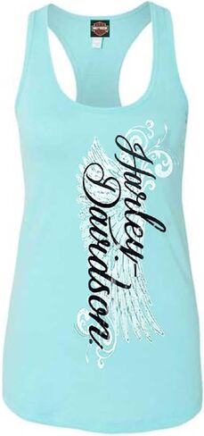 Harley-Davidson Women's Road Diva Script Sleeveless Racerback Tank Top, Yellow in Saudi Arabia