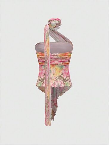 GORGLITTER Women's Halter Scarf Tops Y2K Leopard Floral 3D Flower Summer Vacation Going Out Tube Top in Saudi Arabia